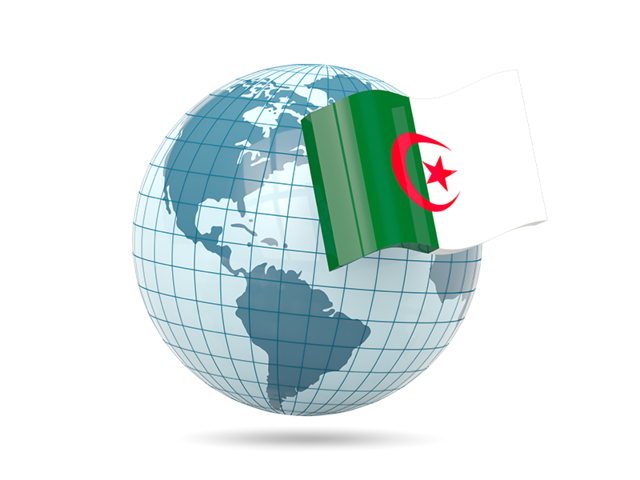 Globe with flag. Download flag icon of Algeria at PNG format