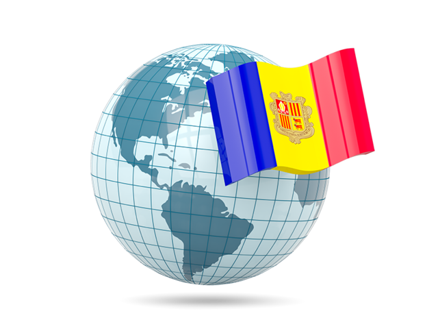 Globe with flag. Download flag icon of Andorra at PNG format