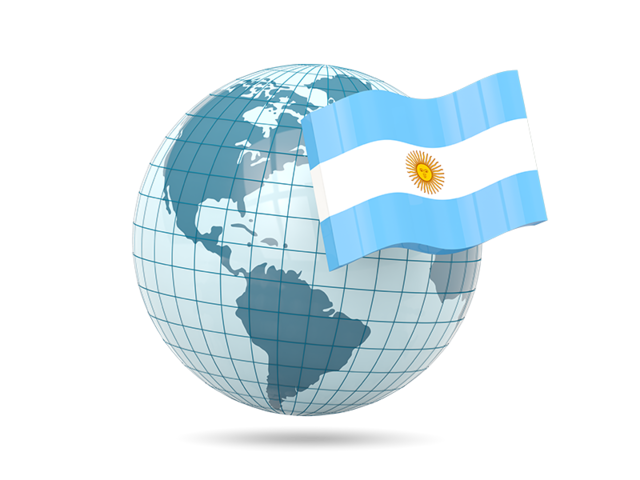 Глобус с флагом. Скачать флаг. Аргентина