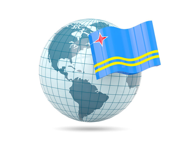 Globe with flag. Download flag icon of Aruba at PNG format