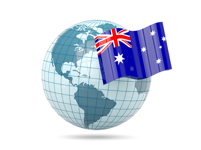 Глобус с флагом. Скачать флаг. Австралийский Союз