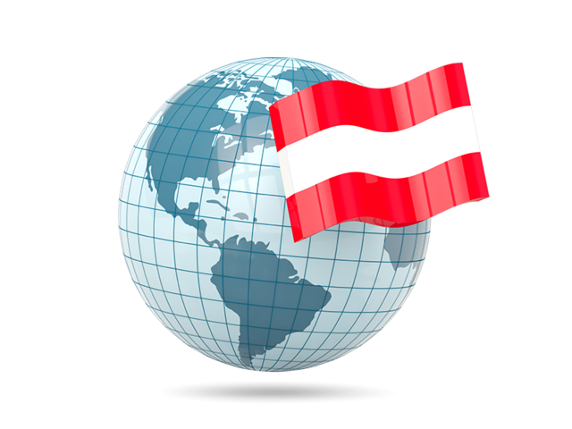 Globe with flag. Download flag icon of Austria at PNG format