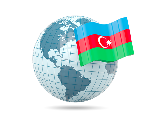 Глобус с флагом. Скачать флаг. Азербайджан