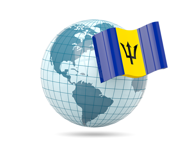 Globe with flag. Download flag icon of Barbados at PNG format