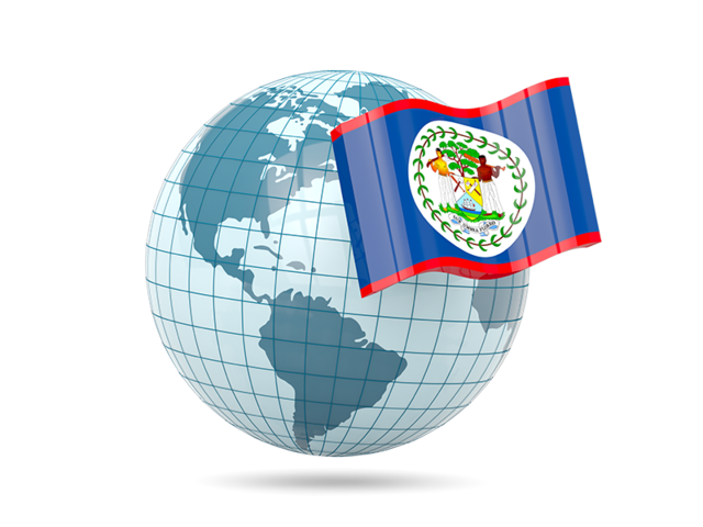 Globe with flag. Download flag icon of Belize at PNG format