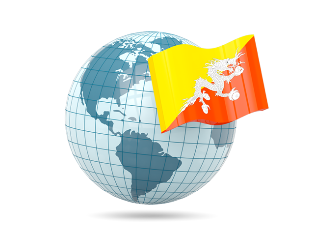 Globe with flag. Download flag icon of Bhutan at PNG format