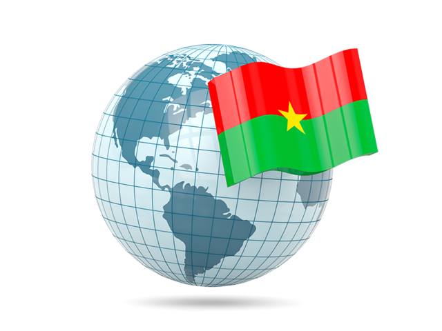 Глобус с флагом. Скачать флаг. Буркина Фасо