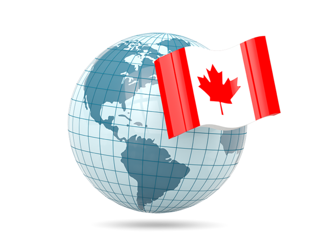 Globe with flag. Download flag icon of Canada at PNG format