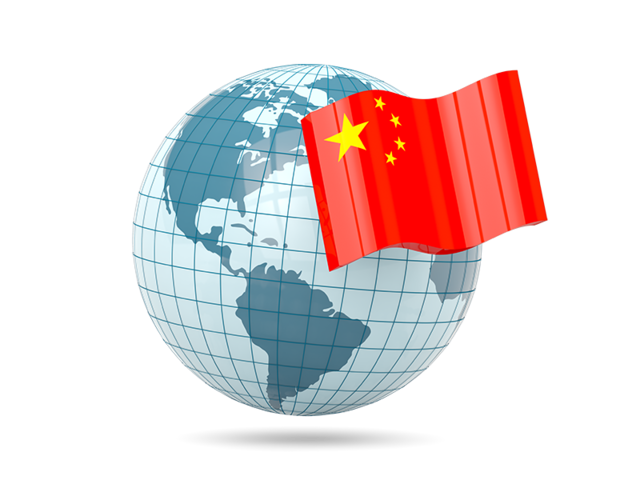 Globe with flag. Download flag icon of China at PNG format