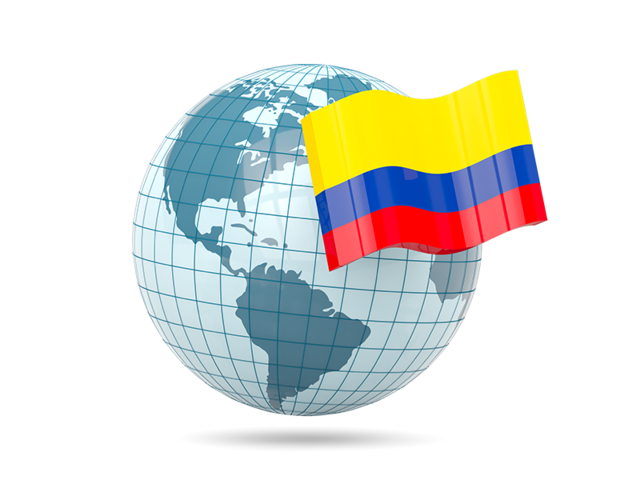 Глобус с флагом. Скачать флаг. Колумбия