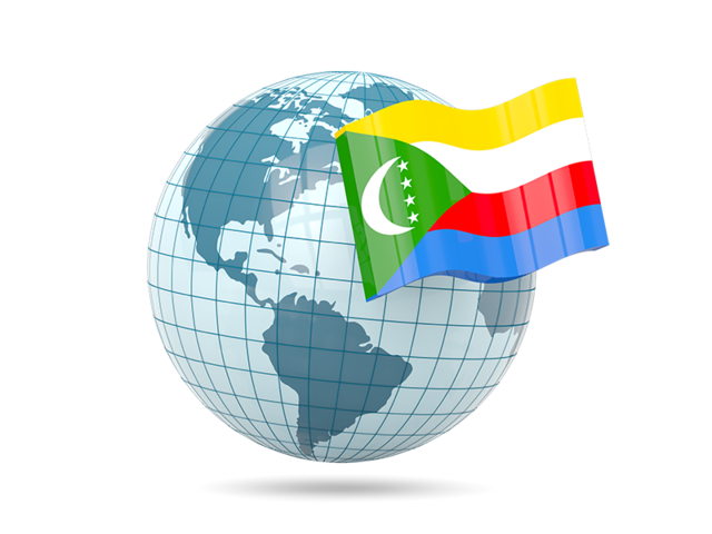 Globe with flag. Download flag icon of Comoros at PNG format