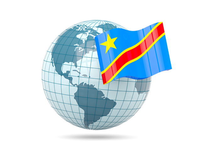 Глобус с флагом. Скачать флаг. Демократическая Республика Конго