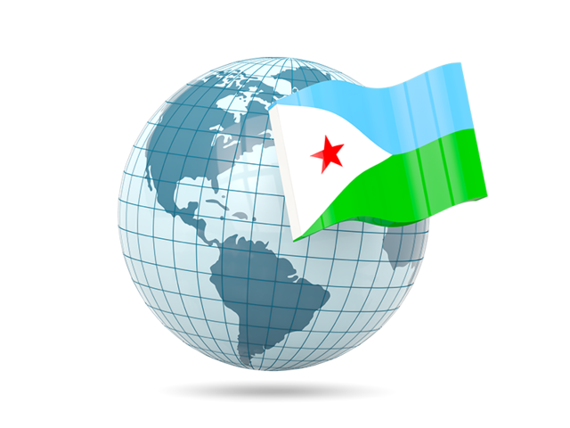 Globe with flag. Download flag icon of Djibouti at PNG format