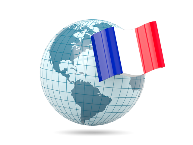 Globe with flag. Download flag icon of France at PNG format