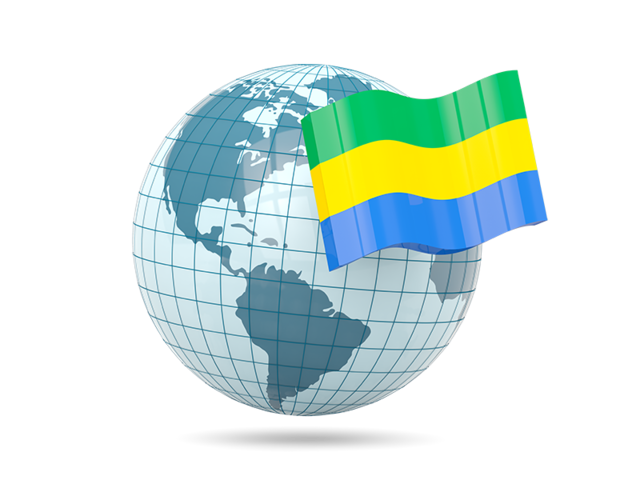 Globe with flag. Download flag icon of Gabon at PNG format