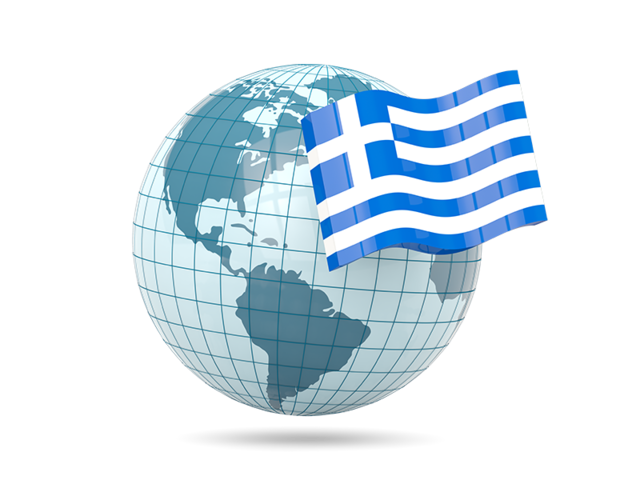 Globe with flag. Download flag icon of Greece at PNG format