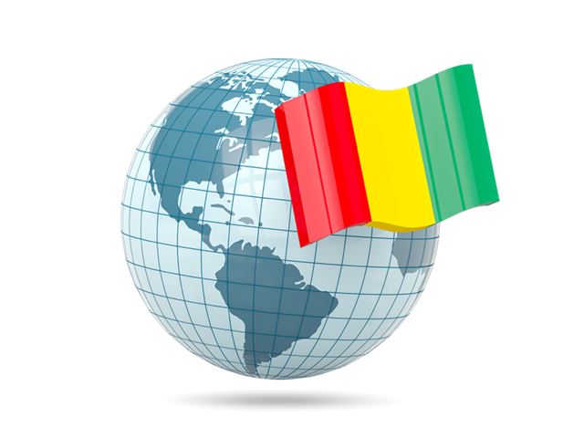 Globe with flag. Download flag icon of Guinea at PNG format