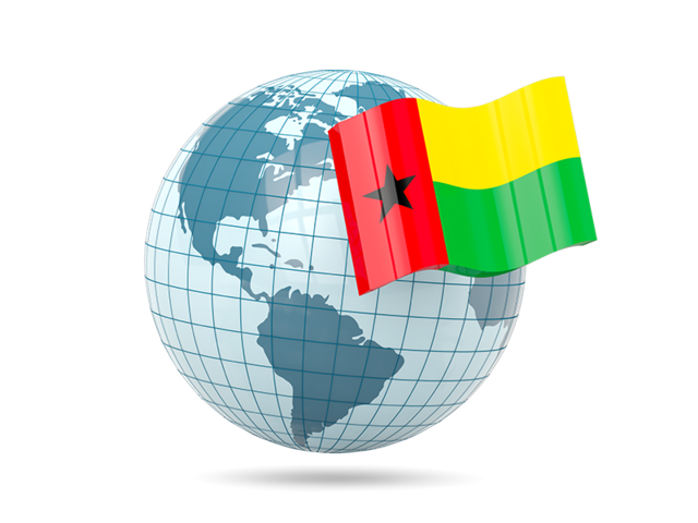 Глобус с флагом. Скачать флаг. Гвинея-Бисау