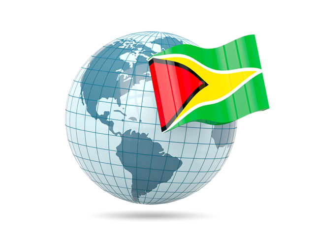 Globe with flag. Download flag icon of Guyana at PNG format