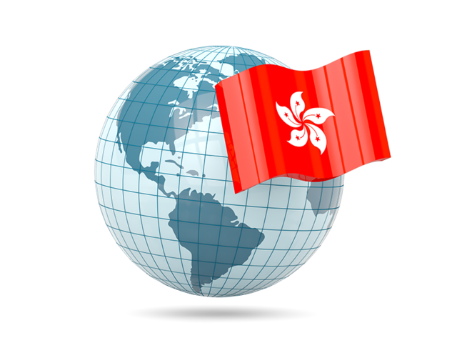 Globe with flag. Download flag icon of Hong Kong at PNG format