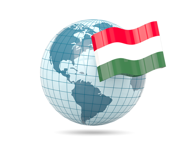 Глобус с флагом. Скачать флаг. Венгрия
