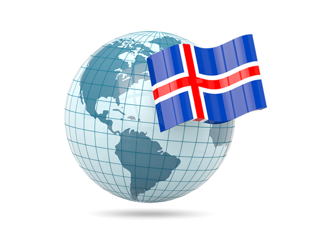 Глобус с флагом. Скачать флаг. Исландия