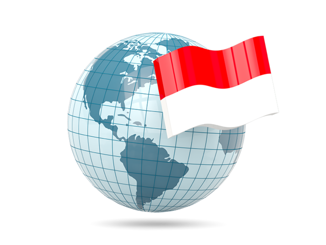 Глобус с флагом. Скачать флаг. Индонезия