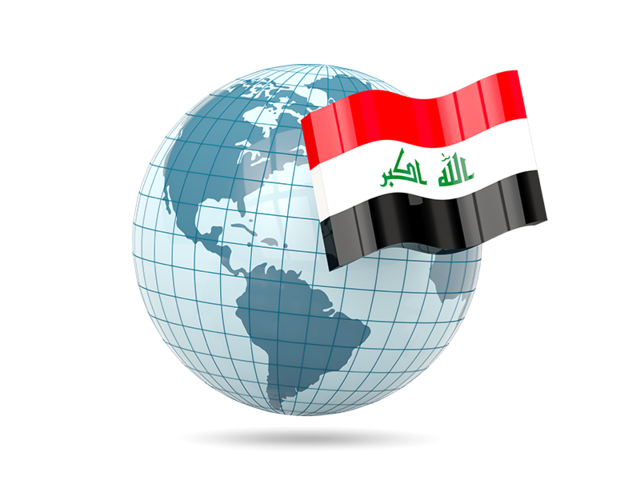 Globe with flag. Download flag icon of Iraq at PNG format