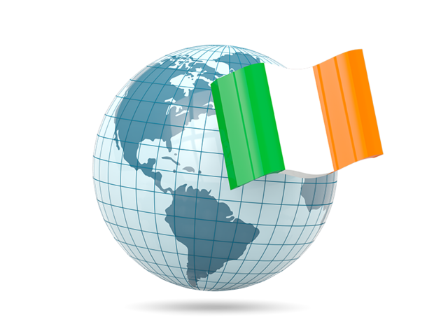Globe with flag. Download flag icon of Ireland at PNG format