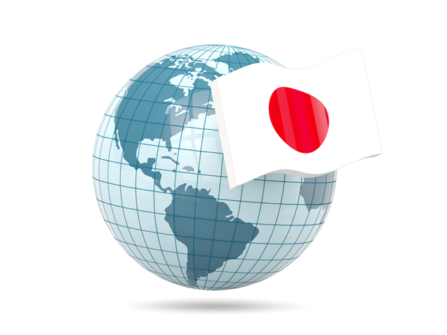 Globe with flag. Download flag icon of Japan at PNG format