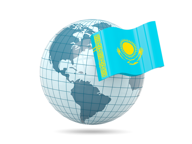 Глобус с флагом. Скачать флаг. Казахстан