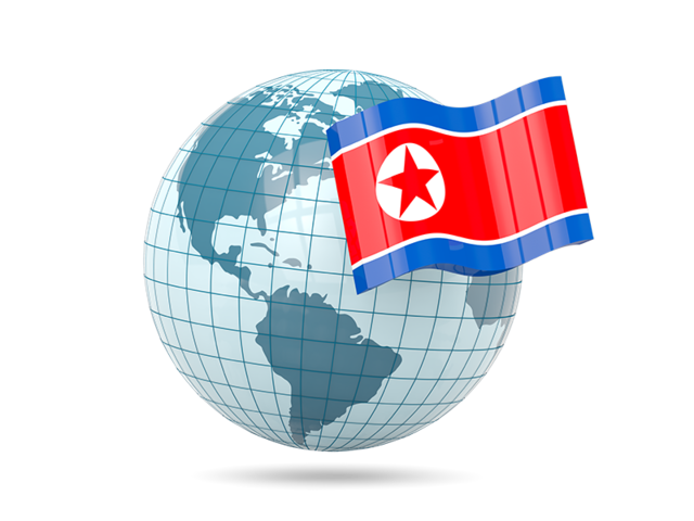 Глобус с флагом. Скачать флаг. Северная Корея