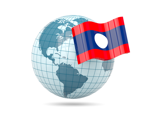 Globe with flag. Download flag icon of Laos at PNG format