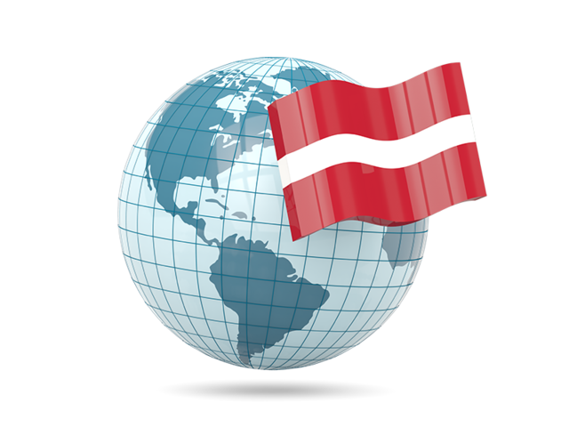 Globe with flag. Download flag icon of Latvia at PNG format