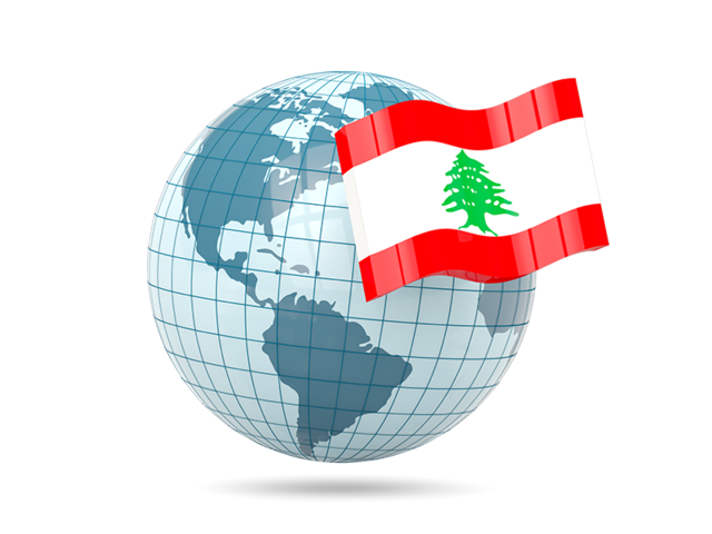 Globe with flag. Download flag icon of Lebanon at PNG format