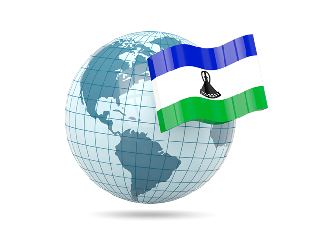 Глобус с флагом. Скачать флаг. Лесото