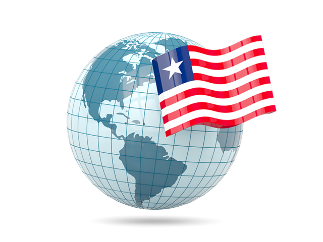 Globe with flag. Download flag icon of Liberia at PNG format
