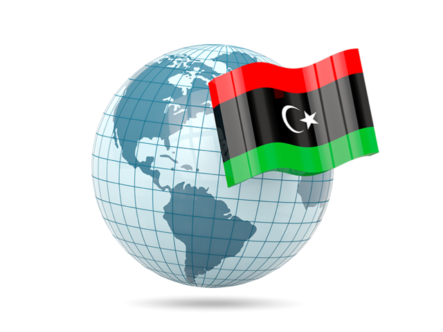 Globe with flag. Download flag icon of Libya at PNG format