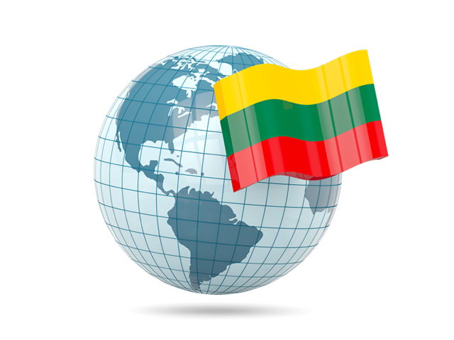 Глобус с флагом. Скачать флаг. Литва
