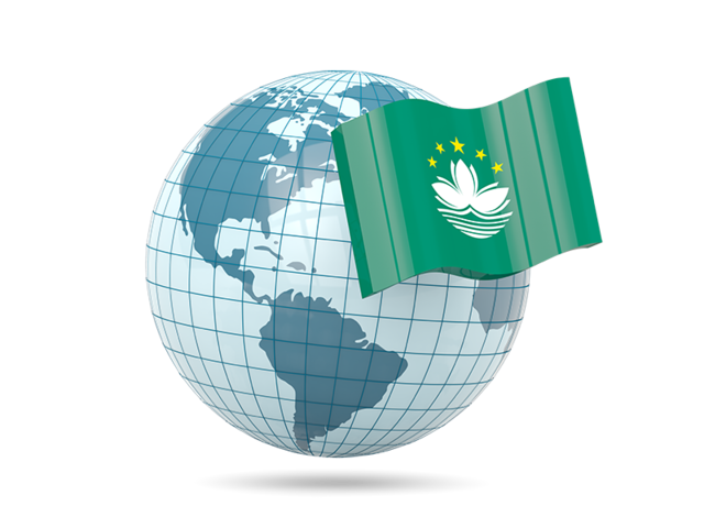 Globe with flag. Download flag icon of Macao at PNG format