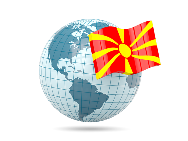Глобус с флагом. Скачать флаг. Македония