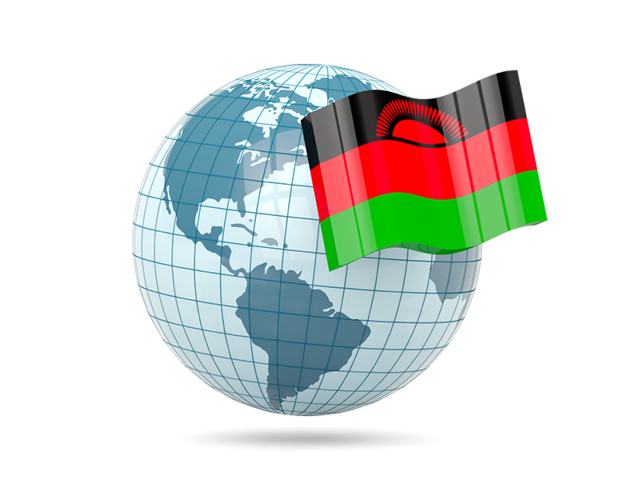 Глобус с флагом. Скачать флаг. Малави