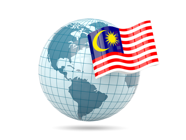 Глобус с флагом. Скачать флаг. Малайзия