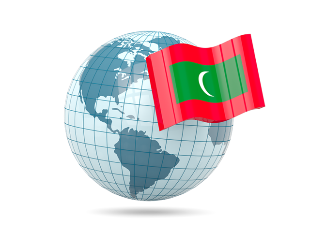 Глобус с флагом. Скачать флаг. Мальдивы