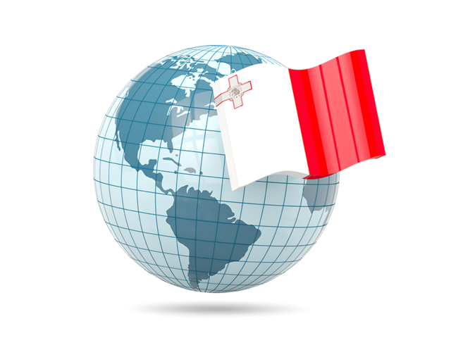 Globe with flag. Download flag icon of Malta at PNG format