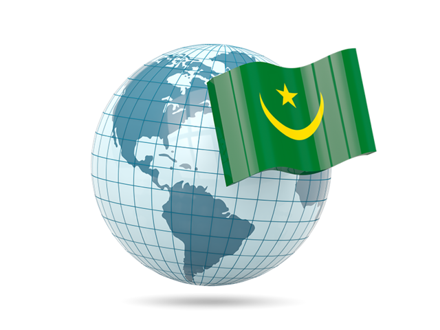 Глобус с флагом. Скачать флаг. Мавритания
