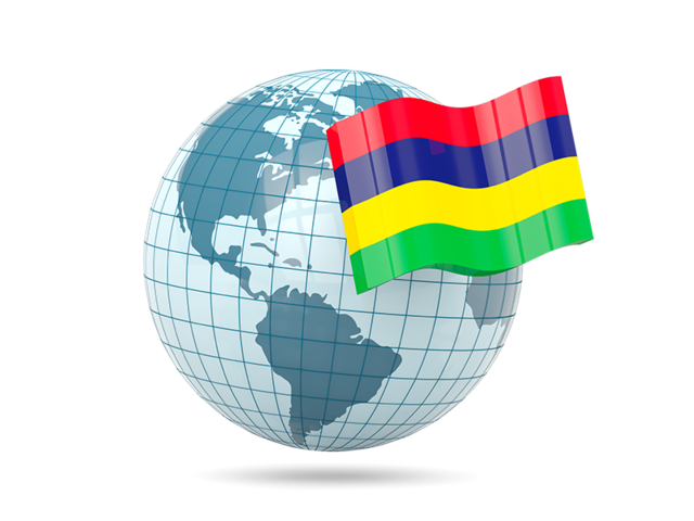 Globe with flag. Download flag icon of Mauritius at PNG format