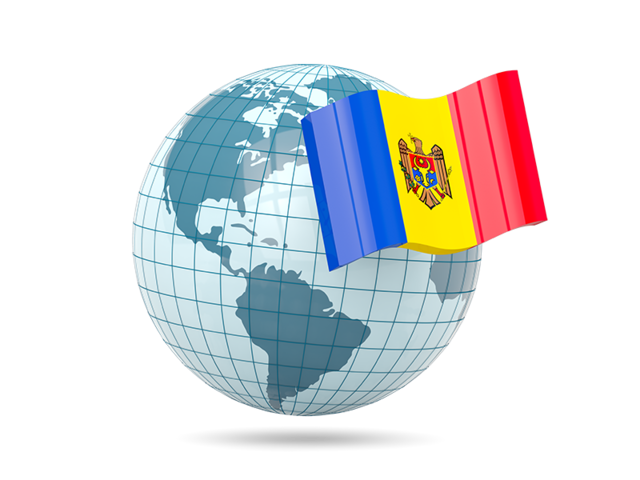 Globe with flag. Download flag icon of Moldova at PNG format