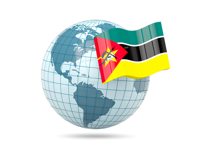 Globe with flag. Download flag icon of Mozambique at PNG format