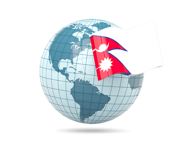 Глобус с флагом. Скачать флаг. Непал
